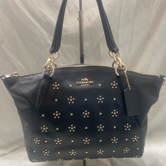 Coach Handbags - Coach  Rare Black Studded Kelsey Calf Leather Satchel
